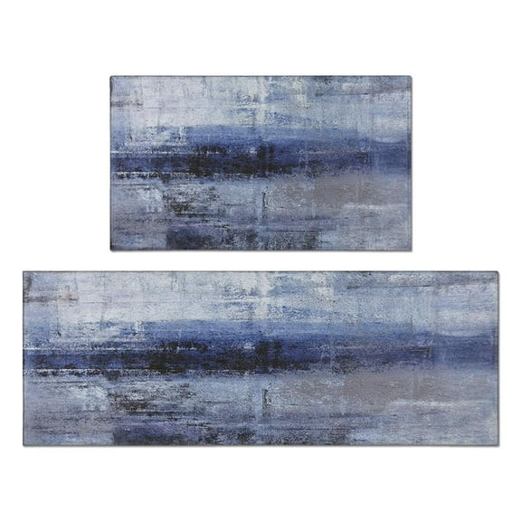 Kitchen Mat 2 Piece Anti Fatigue Kitchen Floor Mat Non Slip Waterproof Memory Foam Cushioned Teal Kitchen Rugs and Kitchen Mats for Floor Laundry Room Home Office Sink