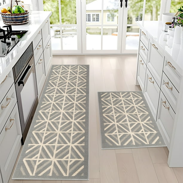Kitchen Mat,2 Pieces Moroccan Trellis Kitchen Rug,Non Slip Anti Fatigue