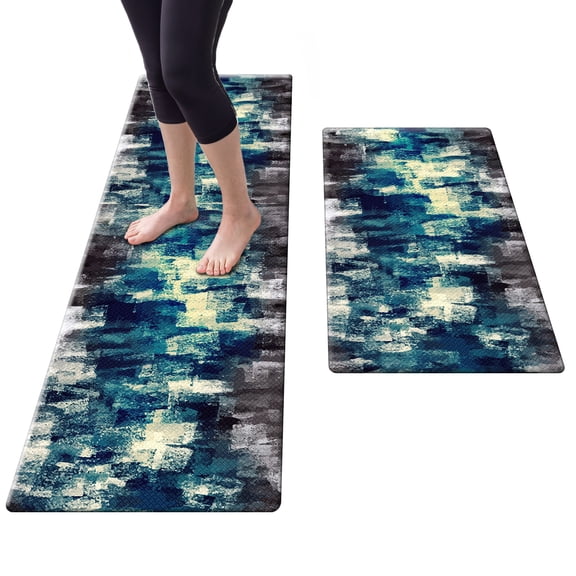 Kitchen Mat 2Pcs Cushioned Anti-Fatigue Area Rug Sets Waterproof Non-Slip Kitchen Mats and Rugs Heavy Duty Comfort Foam Rug for Kitchen Floor Home Office Sink