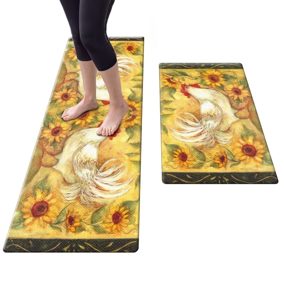 Kitchen Mat 2Pcs Cushioned Anti-Fatigue Area Rug Sets Waterproof Non-Slip Kitchen Mats and Rugs Heavy Duty Comfort Foam Rug for Kitchen Floor Home Office Sink