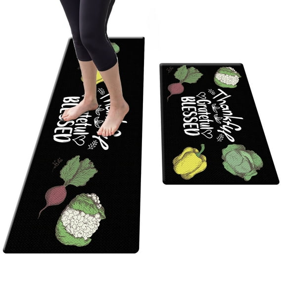 Kitchen Mat 2Pcs Cushioned Anti-Fatigue Area Rug Sets Waterproof Non-Slip Kitchen Mats and Rugs Heavy Duty Comfort Foam Rug for Kitchen Floor Home Office Sink