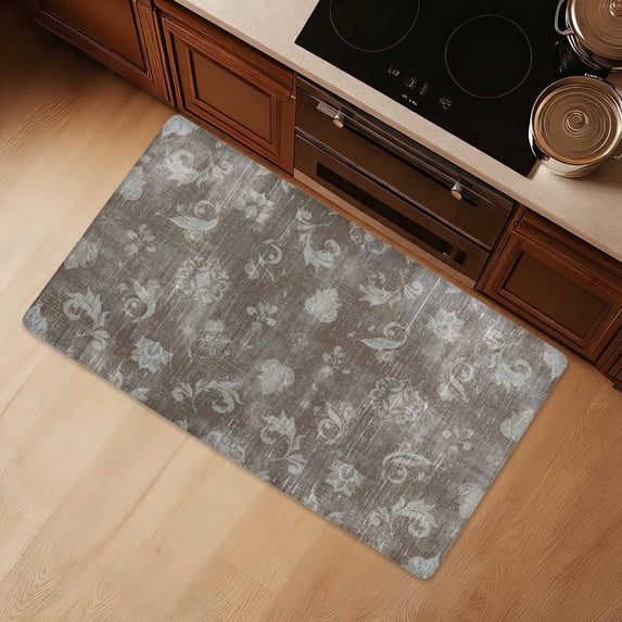 Kitchen Mat 36"x20" PVC Anti-Fatigue Cushioned Mat, Farmhouse Floral Non-Slip Standing Desk Mat, Waterproof PVC Easy Clean Kitchen Rug Floor Mat for Kitchen, Sink, Laundry, Office
