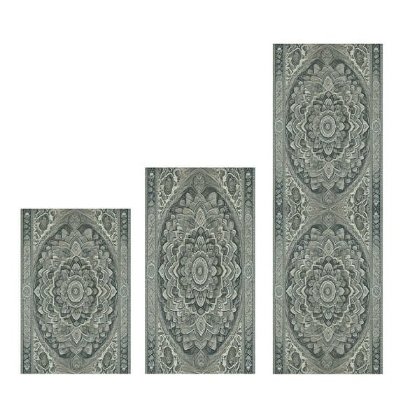 Kitchen Mat 3PC Set Bohemian Style Absorbent Non-Slip Rugs Washable Microfiber Boho Decor Mats For Kitchen Bathroom Laundry Room