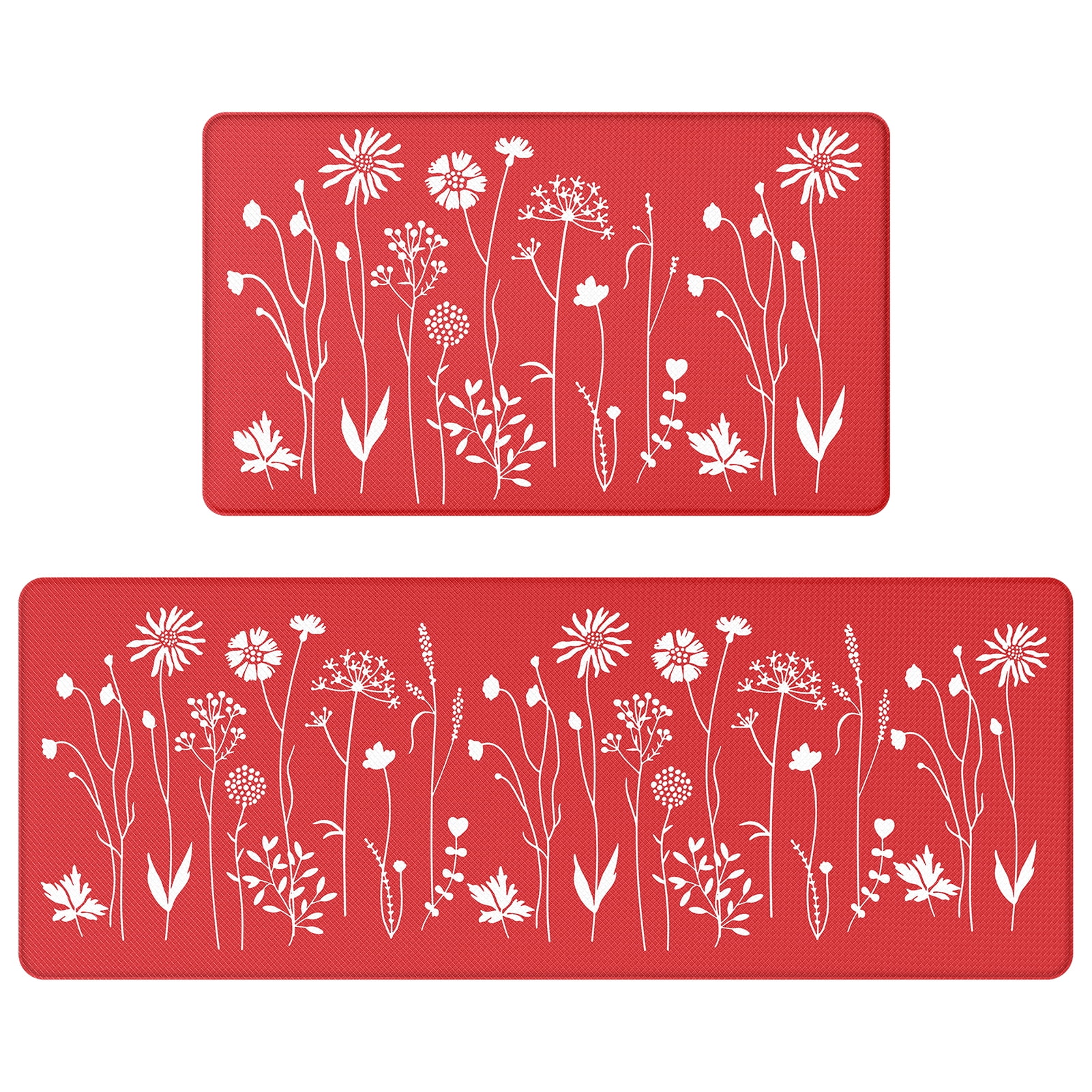 "Walmart Comfort AntiFatigue Kitchen Mat Set of 2, Decorative Red