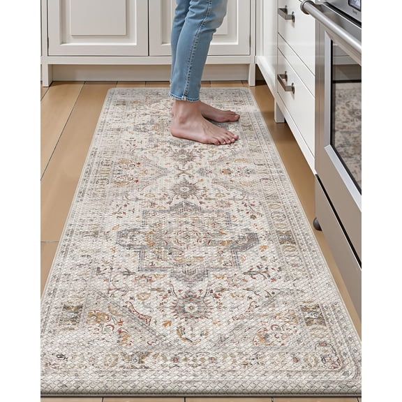 Kitchen Mat 59"L x 24"W x 0.4"Th White Standing Pad