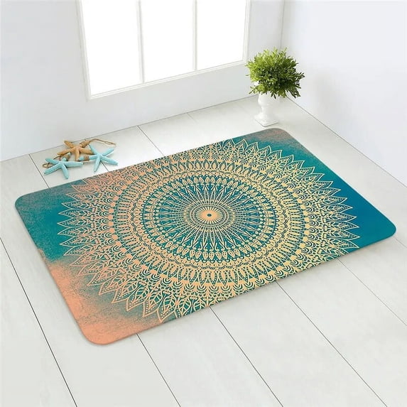 Kitchen Mat Anti-slip Modern Area Rugs Living Room Balcony Bathroom Mandala Flowers Printed Carpet Doormat Hallway Bath Mat