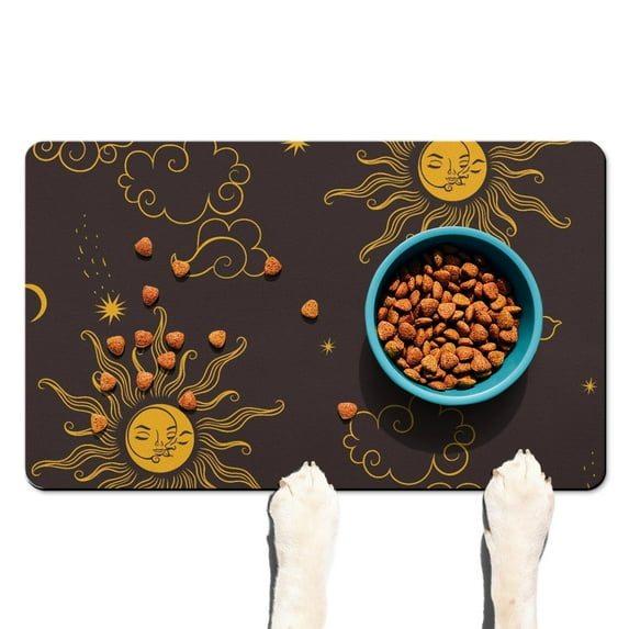 Kitchen Mat Astral Cosmic Lunar Moon Map Gothic Style Quick Dry Absorbent Waterproof Non-Slip Washable Floor Mat for Home or Coffee Area