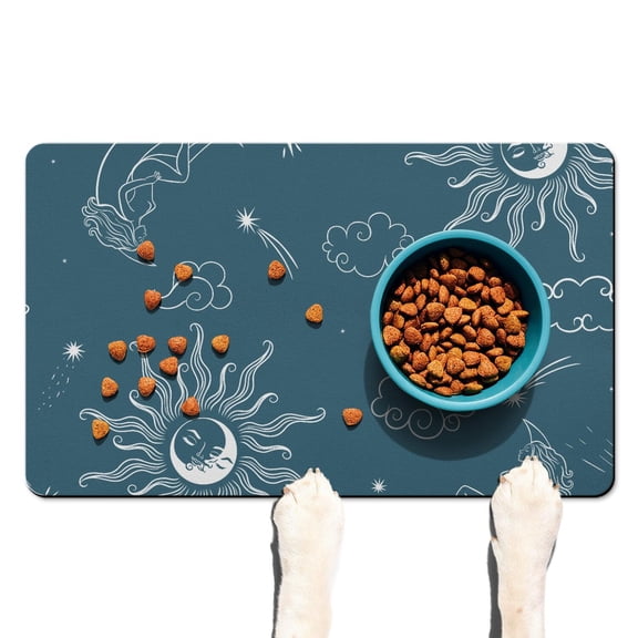 Kitchen Mat Astral Cosmic Lunar Moon Map Gothic Style Quick Dry Absorbent Waterproof Non-Slip Washable Floor Mat for Home or Coffee Area
