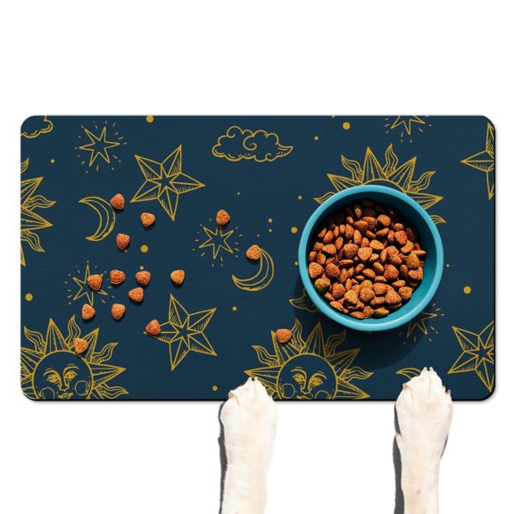 Kitchen Mat Astral Cosmic Lunar Moon Map Gothic Style Quick Dry Absorbent Waterproof Non-Slip Washable Floor Mat for Home or Coffee Area