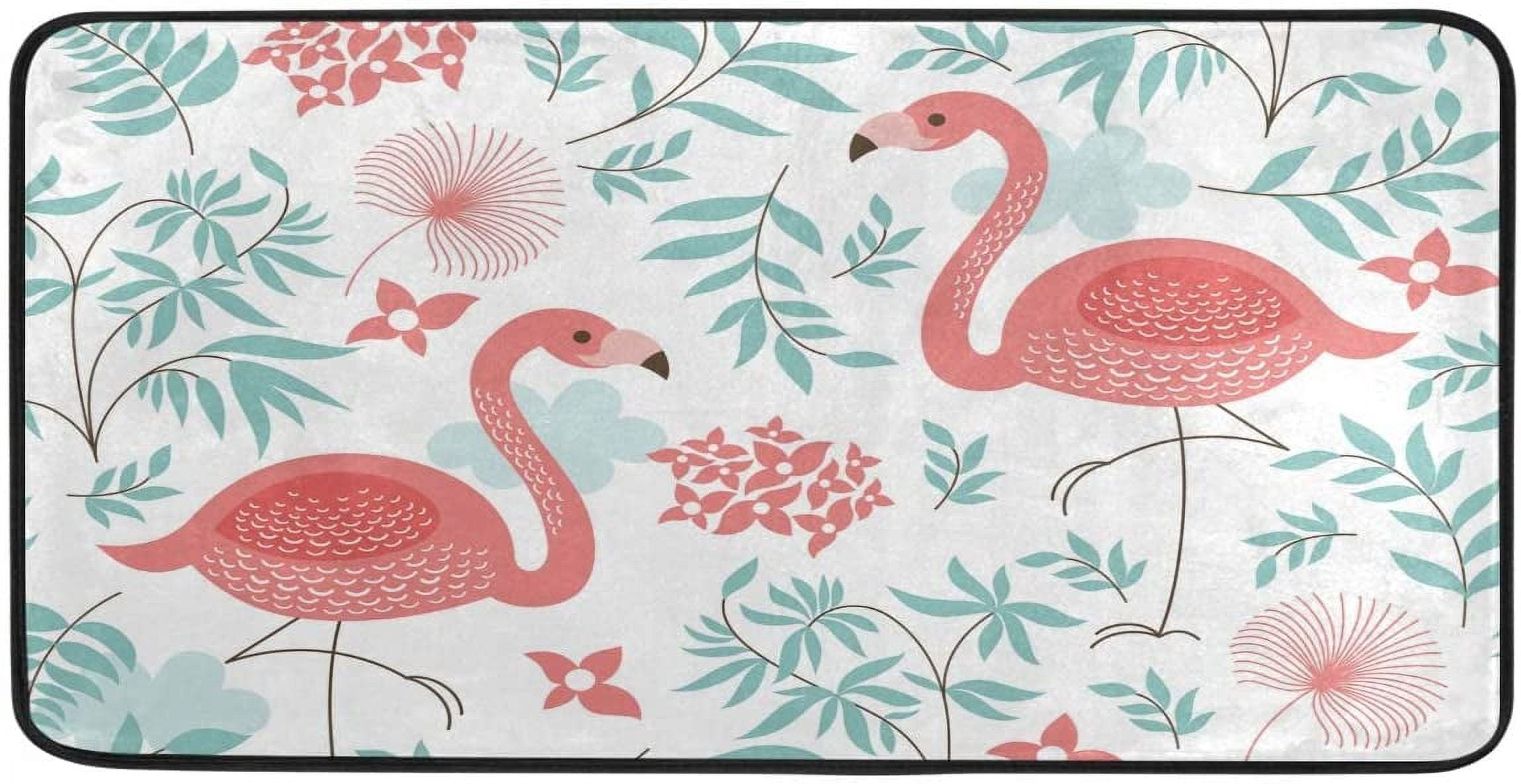 Kitchen Mat Beautiful Floral Pink Flamingos Kitchen Rug Mat Anti ...