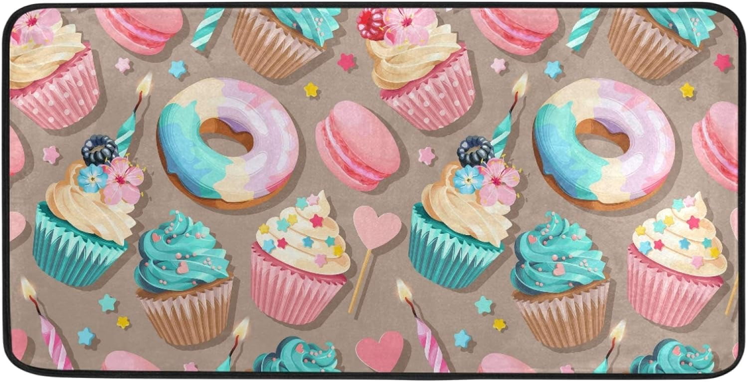 Kitchen Mat Cupcakes Donuts Kitchen Rug Mat AntiFatigue Comfort Floor