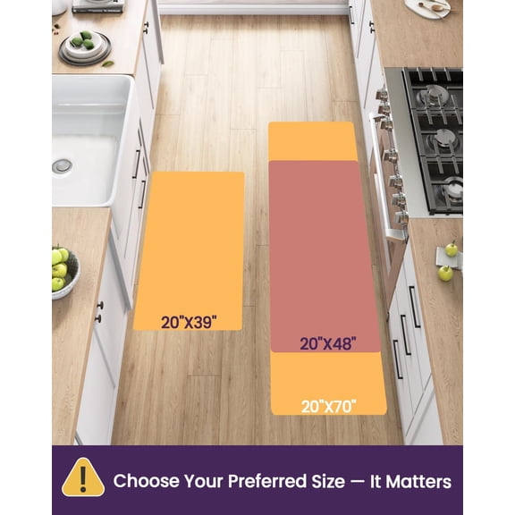 Kitchen Mat Cushioned Anti Fatigue, Extra Thick Comfort Standing Floor Mats Waterproof, Memory Foam Antifatigue Runner Rug for Desk Office, Sink, Laundry, 39x20, Grey