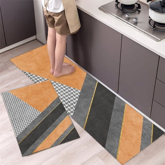 Kitchen Mat Cushioned Anti Fatigue Floor Rug Home Living Room Bedroom Carpet Kitchen Carpet Long Set Washable Bath Foot Mats