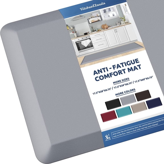 Kitchen Mat Cushioned Anti Fatigue Kitchen Rug 0.8inch Non Slip Standing Mat Comfort Floor Mats for Sink Office (17.3"x60",Grey)