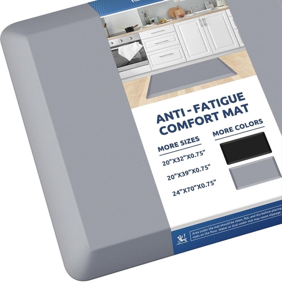 Kitchen Mat Cushioned Anti Fatigue Kitchen Rug 0.8inch Non Slip Standing Mat Comfort Floor Mats for Sink Office (17.3"x60",Grey)