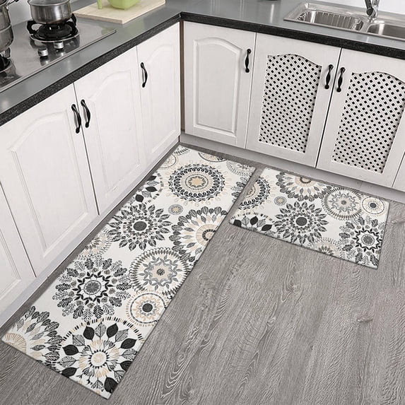 Kitchen Mat, Cushioned Anti Fatigue Kitchen Rug Set, 2 Pieces Non Slip Waterproof Kitchen Mats for Floor, Comfort Heavy Duty Standing Mat for Kitchen, Laundry, Sink, Office, Desk