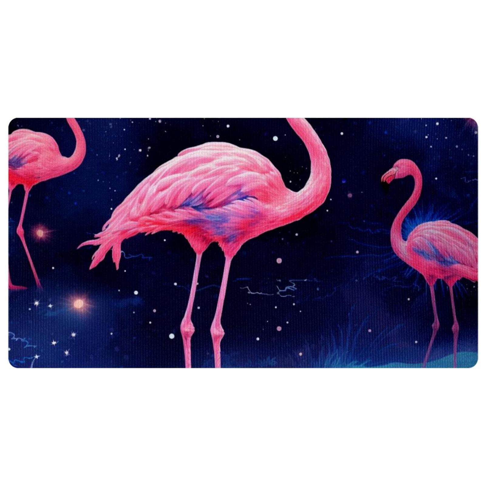 Kitchen Mat Cushioned Anti Fatigue, Pink Starry Flamingo Cushioned