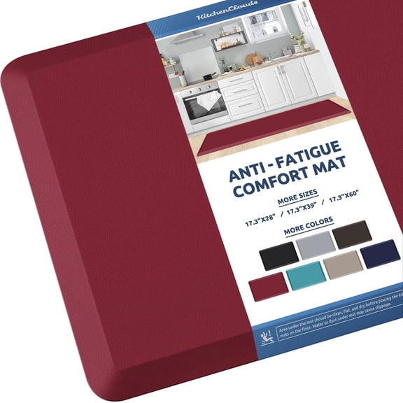 Kitchen Mat Cushioned Anti Fatigue Rug 17.3"x28" Waterproof, Non Slip, Standing and Comfort Desk/Floor Mats for House Sink Office (Black)