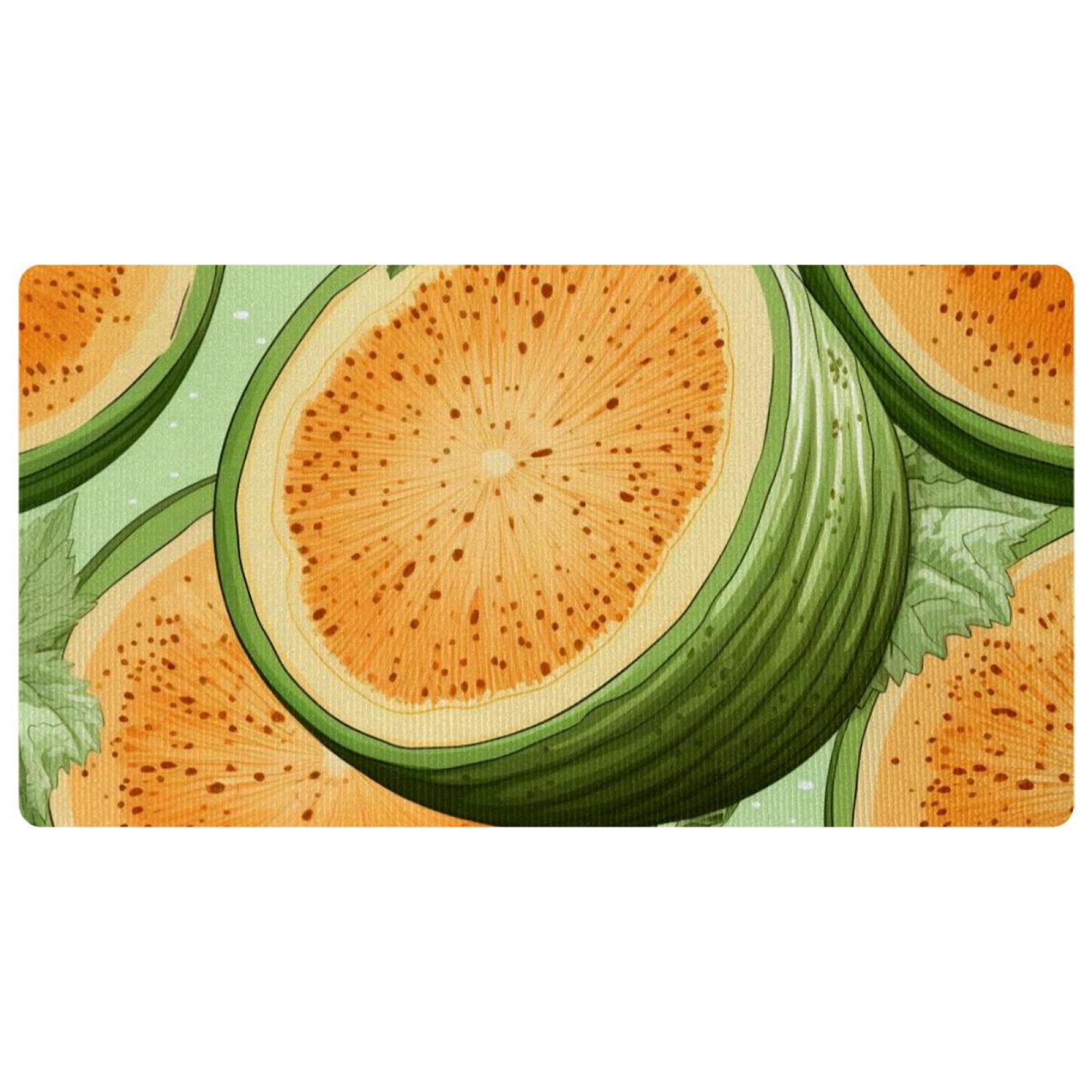 Kitchen Mat Cushioned Anti Fatigue, Yellow Hami Melon Cushioned Kitchen