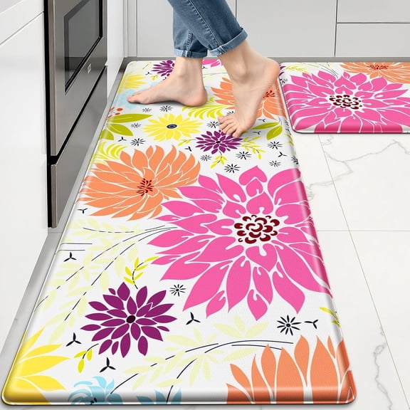 Kitchen Mat, Heavy Duty Ergonomic Comfort Foam Standing Desk Mat, Cushioned Anti Fatigue Kitchen Rugs for Floor, Waterproof Non-Slip Mats and Rugs Set for Office, Laundry17.3"x30"+17.3x47