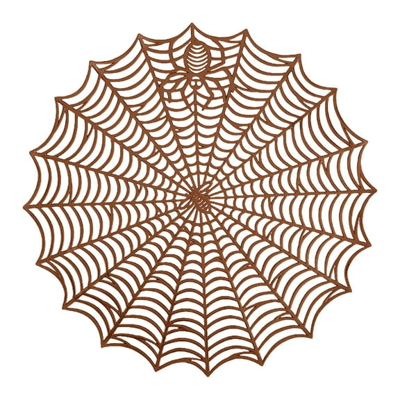 Kitchen Mat, Ongmies Circular Dining Table Mat Cup Mat Hollowed Out Plastic Wind Home Insulation Mat and Anti Slip Dining Table Mat, Placemat, 1X Halloween Spider Web Placemat