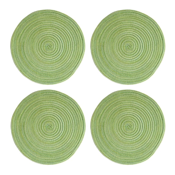 Kitchen Mat, Ongmies Round Placemats Set of 4 Round Table Placemats Braided Cotton Place Mats 15 Inch for Kitchen Dining Table Holiday Party, Placemat, 4X Placemats