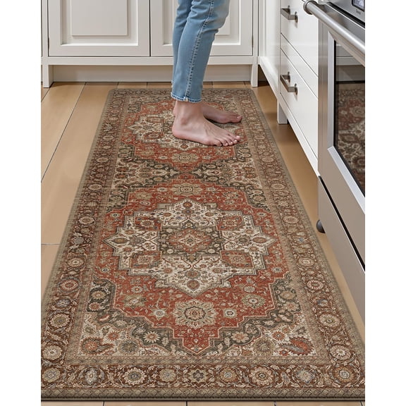 Kitchen Mat Red 59"L x 24"W x 0.4"Th Anti Fatigue Standing Floor Runner
