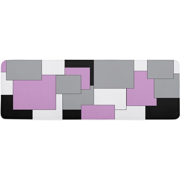 Kitchen Mat Rug 1 PCS Abstract Art Patchwork Pink Black and Grey Runner Rug Anti-Fatigue Comfort Memory Foam Standing Mat Non-Slip Floor Door Mat for Bathroom Bedroom 20x47in