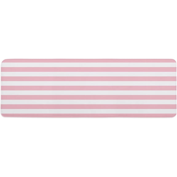 Kitchen Mat Rug 1 PCS Pink and White Stripes Runner Rug Anti-Fatigue Comfort Memory Foam Standing Mat Non-Slip Floor Door Mat for Bathroom Bedroom 18x47in