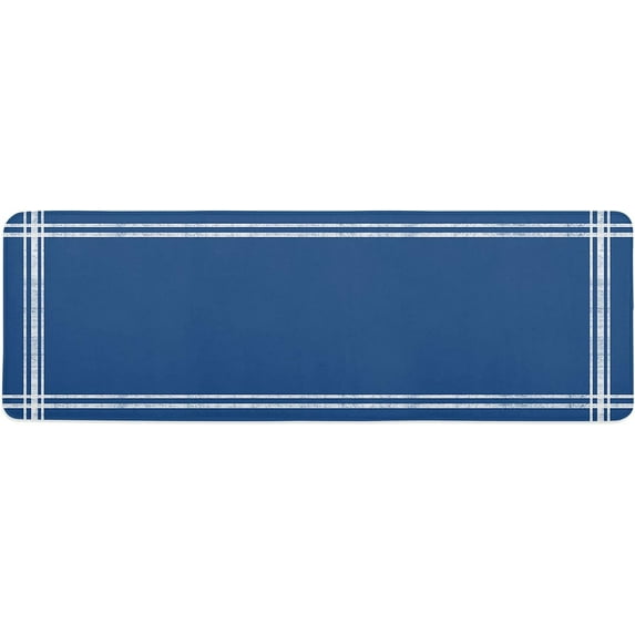 Kitchen Mat Rug 1 PCS Solid Color Navy Blue Runner Rug Anti-Fatigue Comfort Memory Foam Standing Mat Non-Slip Floor Door Mat for Bathroom Bedroom 16x47in