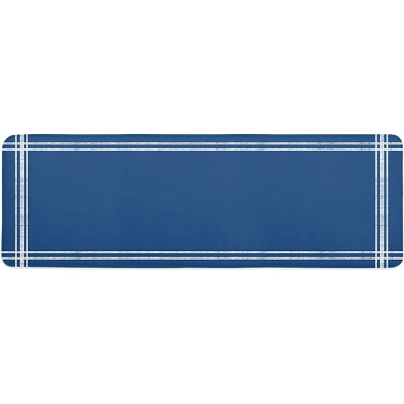 Kitchen Mat Rug 1 PCS Solid Color Navy Blue Runner Rug Anti-Fatigue Comfort Memory Foam Standing Mat Non-Slip Floor Door Mat for Bathroom Bedroom 20x47in