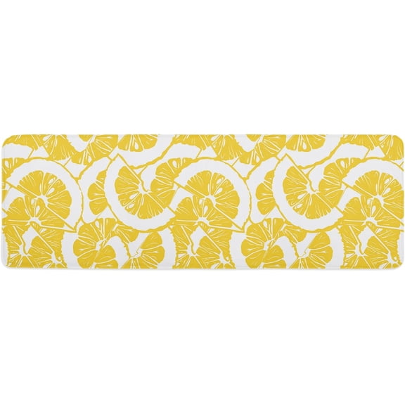 Kitchen Mat Rug 1 PCS Summer Lemon Texture Runner Rug Anti-Fatigue Comfort Memory Foam Standing Mat Non-Slip Floor Door Mat for Bathroom Bedroom 16x47in