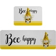 thumbnail image 1 of Kitchen Mat Rug Set of 2 Bee Happy Gnome Yellow Honey Runner Rug Anti-Fatigue Comfort Memory Foam Standing Mat Non-Slip Floor Door Mat for Bathroom Bedroom 18x30in+18x48in, 1 of 6