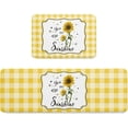 thumbnail image 1 of Kitchen Mat Rug Set of 2 Farmhouse Sunflowers Yellow and White Plaid Runner Rug Anti-Fatigue Comfort Memory Foam Standing Mat Non-Slip Floor Door Mat for Bathroom Bedroom 18x30in+18x60in, 1 of 6