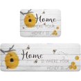 thumbnail image 1 of Kitchen Mat Rug Set of 2 Home is Where Your Honey is Bee Rustic Wood Runner Rug Anti-Fatigue Comfort Memory Foam Standing Mat Non-Slip Floor Door Mat for Bathroom 18x30in+18x60in, 1 of 6