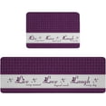 thumbnail image 1 of Kitchen Mat Rug Set of 2 Live Love Laugh Retro Purple Plaid Runner Rug Anti-Fatigue Comfort Memory Foam Standing Mat Non-Slip Floor Door Mat for Bathroom 18x30in+18x48in, 1 of 6