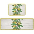 thumbnail image 1 of Kitchen Mat Rug Set of 2 Tropical Lemon Summer Fruit Wooden Planks Runner Rug Anti-Fatigue Comfort Memory Foam Standing Mat Non-Slip Floor Door Mat for Bathroom Bedroom 18x30in+18x48in, 1 of 6