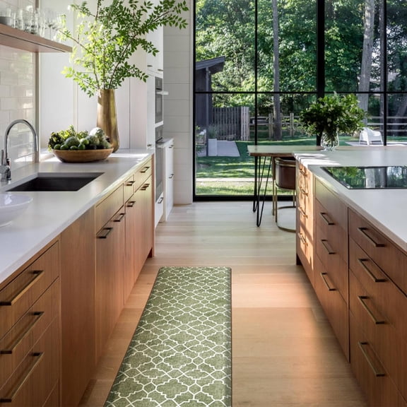 Kitchen Mat, Sage Green 17.3"x60" Memory Foam - Anti-Fatigue Non-Slip Waterproof Mat for Home Cooks & Office Workers