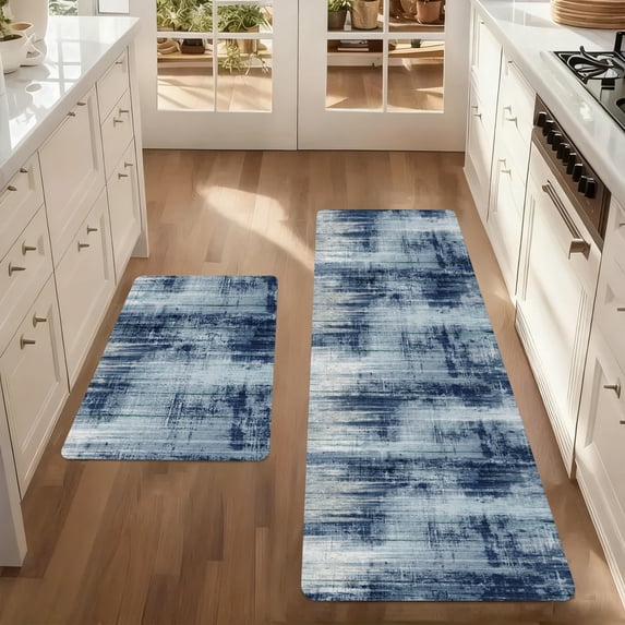 Kitchen Mat Set of 2 Non Slip Washable Waterproof Kitchen Rugs 17"x28" + 17"x48", Modern Floor Mats for Sink, Laundry Room & Entryway