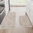 thumbnail image 1 of SAND KEEPER Kitchen Mat Set of 2 Non Slip Waterproof Washable Low Profile Kitchen Runner Rugs 17"x28" + 17"x48", Vintage Medallion Soft Floor Mats for Sink, Laundry Room, Entryway, 1 of 6