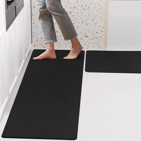 Kitchen Mat Set,2 PCS Cushioned Anti-Fatigue Kitchen Mat, Waterproof Non-Slip Kitchen Floor Mat,Ergonomic Comfort Rug Standing Mat for Kitchen,Home Floor, Laundry,17.3"x29"+17.3"x59"