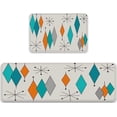 thumbnail image 1 of Kitchen Mat Set 2 Pieces Mid-Century Modern Diamond Pattern Kitchen Rugs Panel Non-Slip Door Mat Durable Retro Prismatic Kitchen Runner Rug Decor Carpet Kitchen Rugs and Mats Washable Floor Mats, 1 of 6