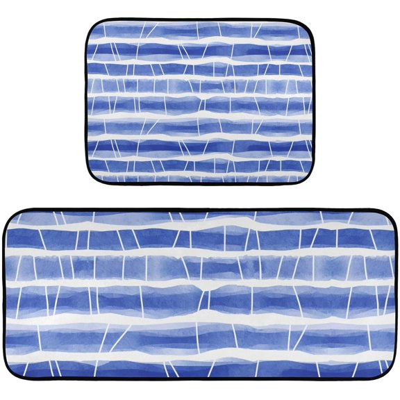 Kitchen Mat Set of 2 Kitchen Runner Rugs Non Skid Washable Standing Mat for Floor Home Sink Office Laundry Bathroom Bedroom Blue Painted