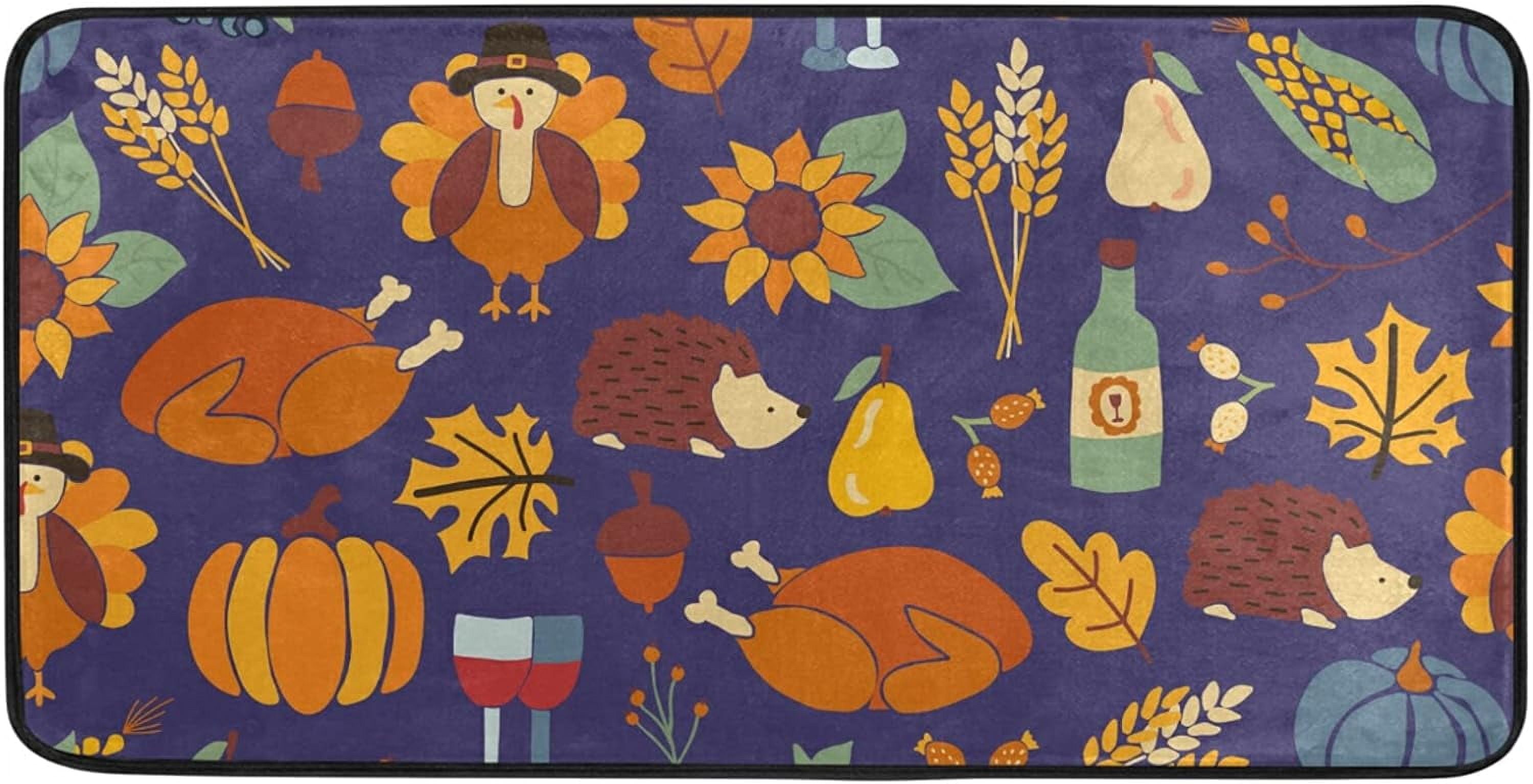 Kitchen Mat Thanksgiving Dinner Kitchen Rug Mat Anti-Fatigue Comfort ...