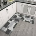 thumbnail image 1 of Kitchen Mats 2 PCS Anti Fatigue Kitchen Rugs Non Skid Waterproof Kitchen Floor Mat Cushioned Black and Grey Kitchen Rugs Farmhouse Comfort Standing Kitchen Mats for Floor, House, Sink, Office, 1 of 5