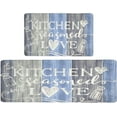 thumbnail image 1 of Kitchen Mats 2 PCS Blue Anti Fatigue Cushioned Kitchen Floor Mats 2/5 Inch Farmhouse Rustic Non-Slip Waterproof Kitchen Mat Washable Comfort Standing Mat for Kitchen Sink, 17.3x28+17.3x47 inch, 1 of 5