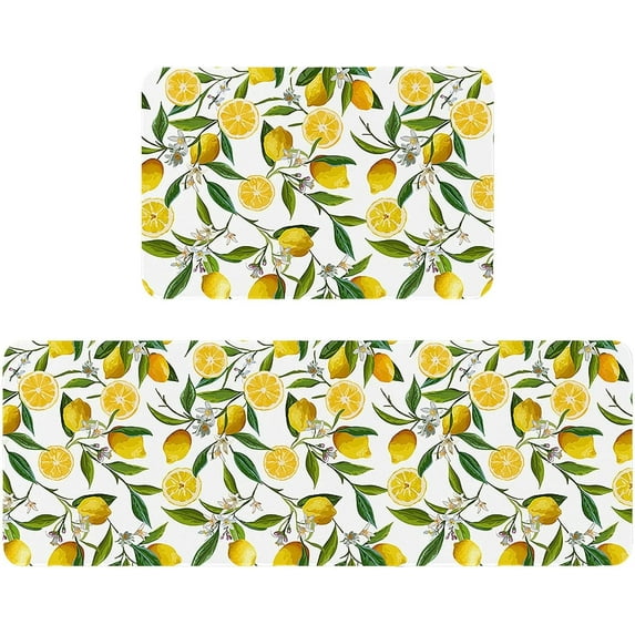 Kitchen Mats 2 Pcs Anti Fatigue Cushioned Non-Slip Washable Farmhouse Kitchen Rug Waterproof Comfort Standing Ergonomic Runner Rug for Kitchen Laundry Office Sink Home