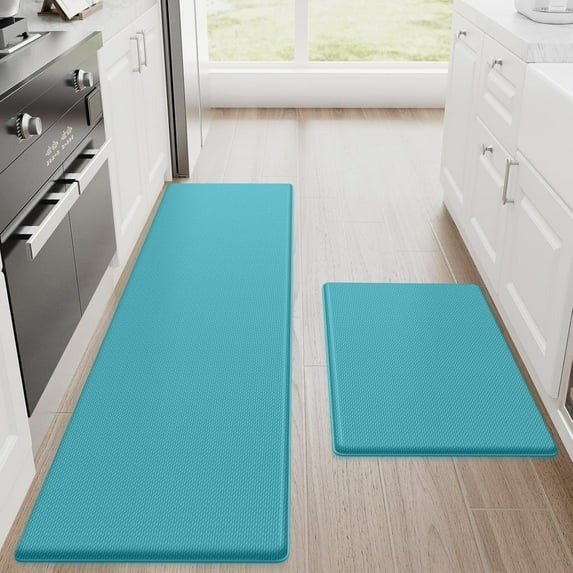 Kitchen Mats, 2PCS Kitchen Rugs, Cushioned Anti Fatigue Kitchen Mats for Floor, Non-Slip Standing Desk Mat, Waterproof Kitchen Rug Set for Kitchen, Floor, Office, 17.3"x30"+17.3"x47", Black
