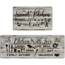 Kitchen Mats Cushioned Anti Fatigue 2 Piece Set Farmhouse, Rustic Kitchen Rugs Non Slip Washable, Waterproof Wooden Rugs for Kitchen Floor Mats for in Front of Sink, 18'''' x 48''''   18'''' x 30''''