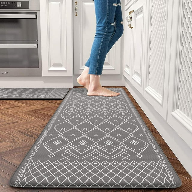 Kitchen Mats for Floor 2 Piece,Geometric Anti Fatigue Kitchen Floor Mat ...